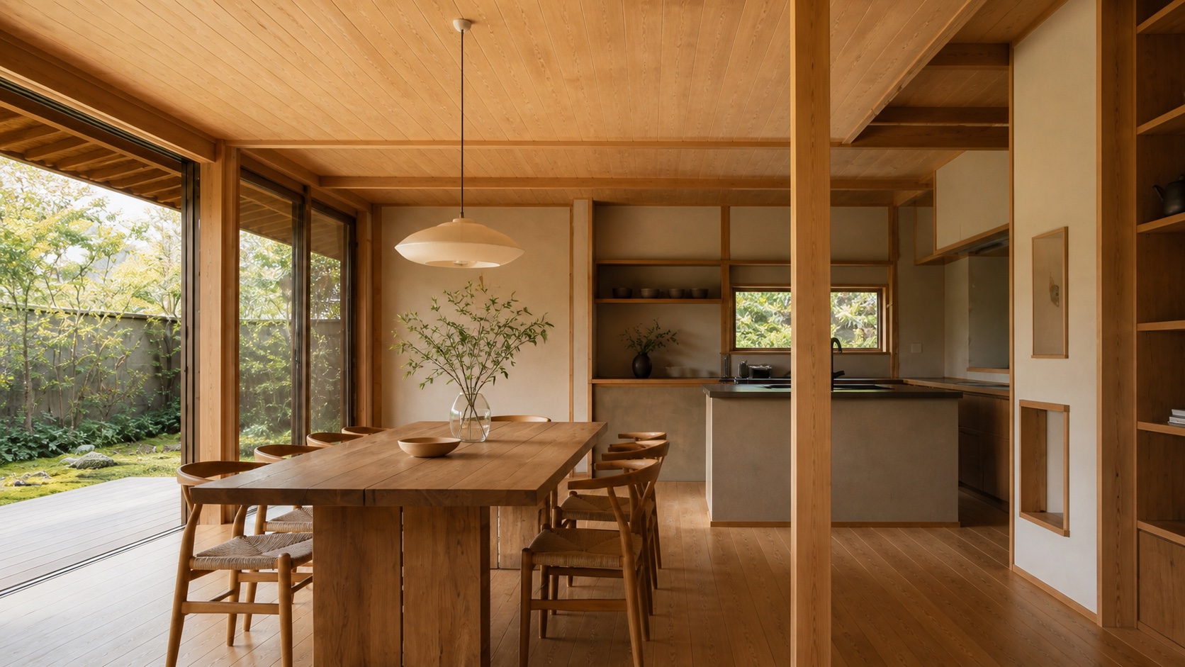 庭とつながる平屋の暮らしの場