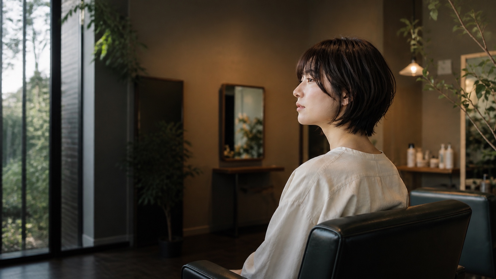自然なショートボブの女性