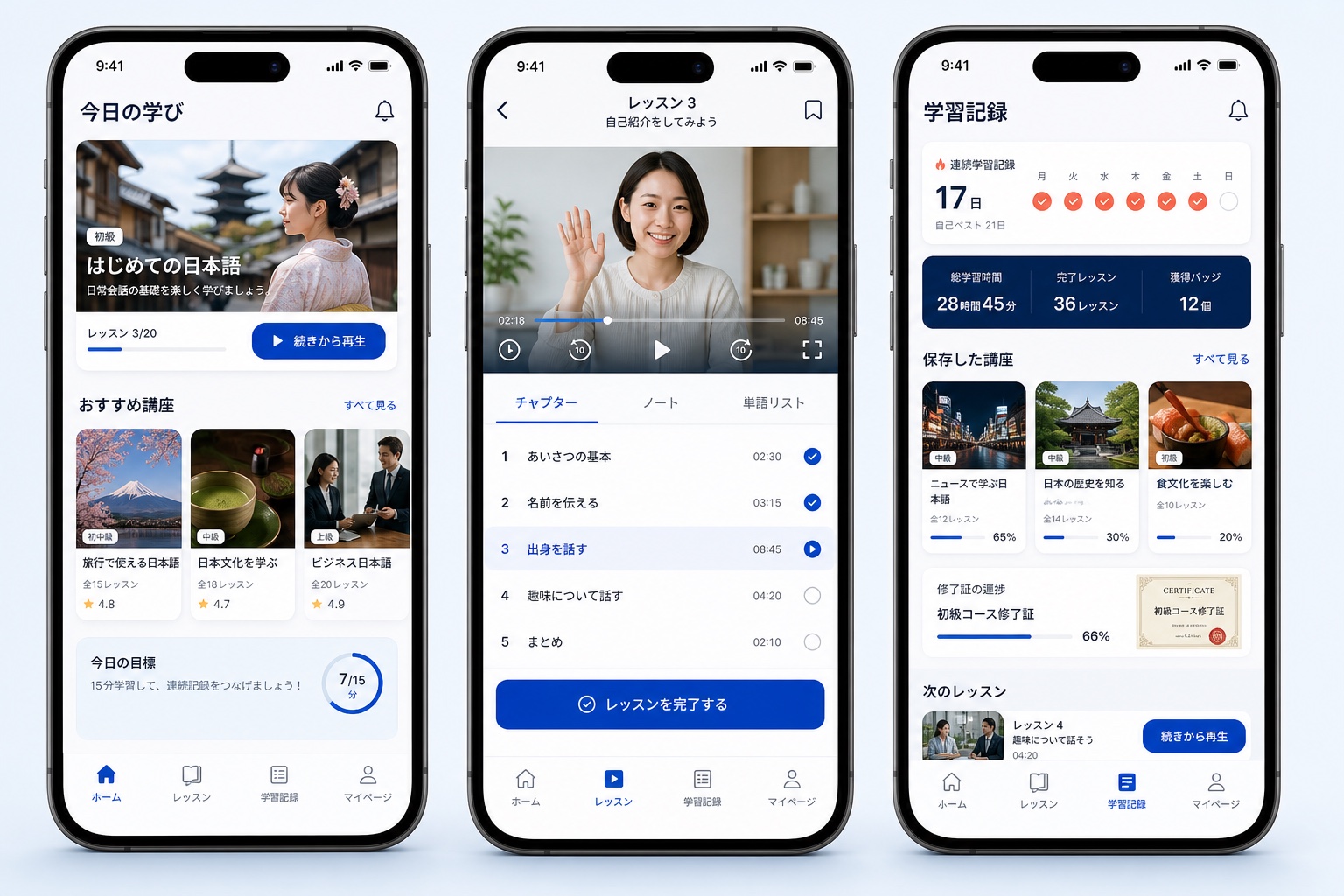 動画講座の視聴と学習記録を管理する会員アプリの開発イメージ